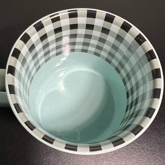 BLOOM WHERE YOU ARE PLANTED Ceramic Mug ~ Black & White Checkered ~ Gardening - Picture 4 of 5